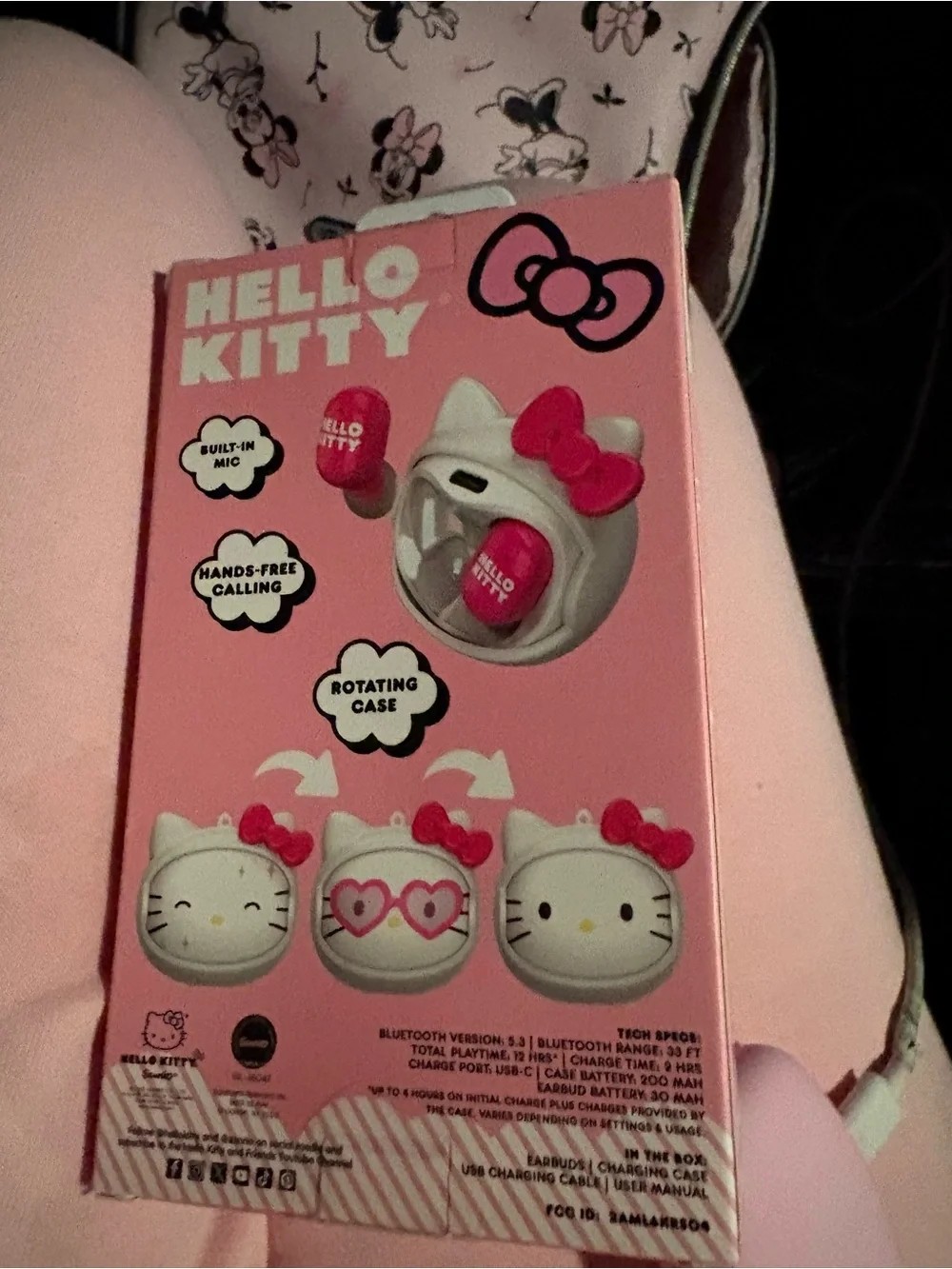 Hello Kitty Pink Wireless Earbuds with Character Charging Case